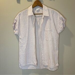 By Together Light Pink/White Pin Striped Short Sleeve Button Up Women’s Size S